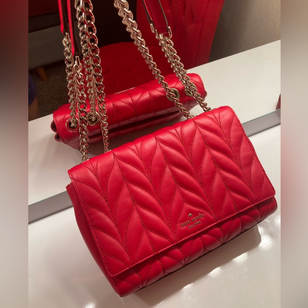 Kate Spade Briar Lane Quilted Emelyn bag in color “hot chili”